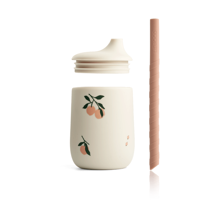 Tazza antigoccia stampata Ellis con cannuccia 23 cl, Peach-Sea shell mix Liewood