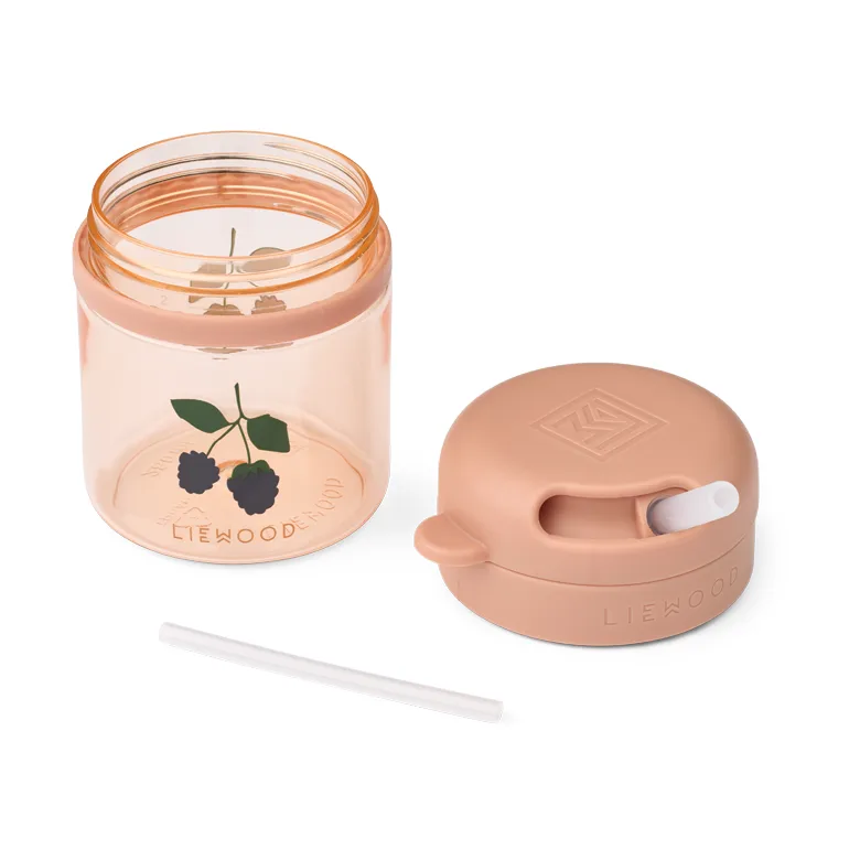 Tazza con cannuccia Pavia 28 cl, Berry-Pale Toscana Liewood