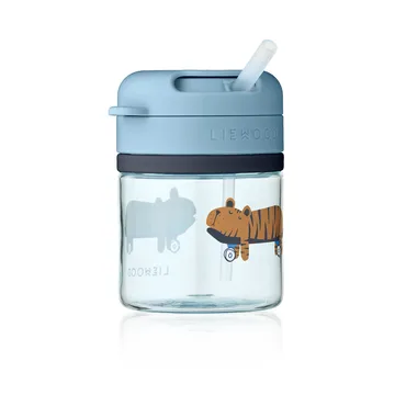 Tazza con cannuccia Pavia - Fun-beach blue, 28 cl - Liewood