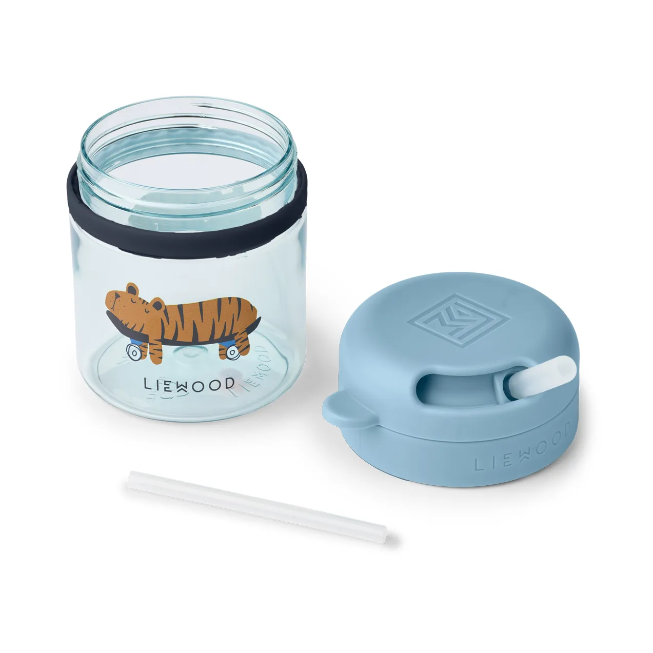 Tazza con cannuccia Pavia, Fun-beach blue, 28 cl Liewood