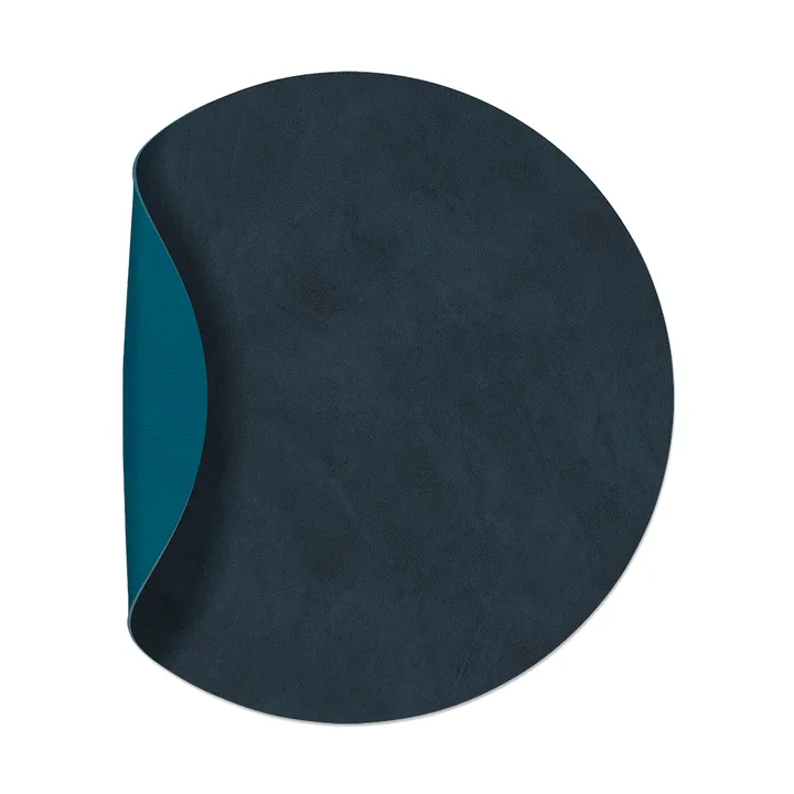 Tovaglietta cerchio Nupo reversibile M 1 pz - Midnight blue-petrol, Ø30 cm - LIND DNA