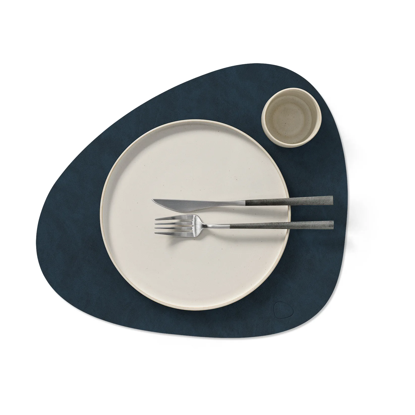 Set 4 Tovagliette Rotonde In Ecopelle – Blu E Grigio, Diametro 33 Cm, Termiche E Antimacchia