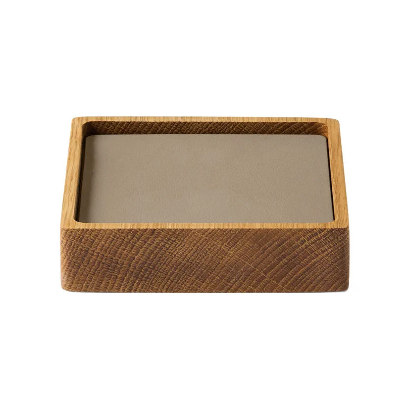 Wood Box sottobicchieri set, Nature-oak, quadrato, S, Nupo clay brown, 9 pezzi LIND DNA