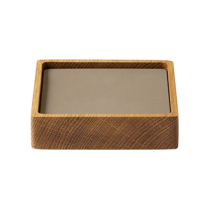 Wood Box sottobicchieri set - Nature-oak, quadrato, S, Nupo clay brown, 9 pezzi - LIND DNA