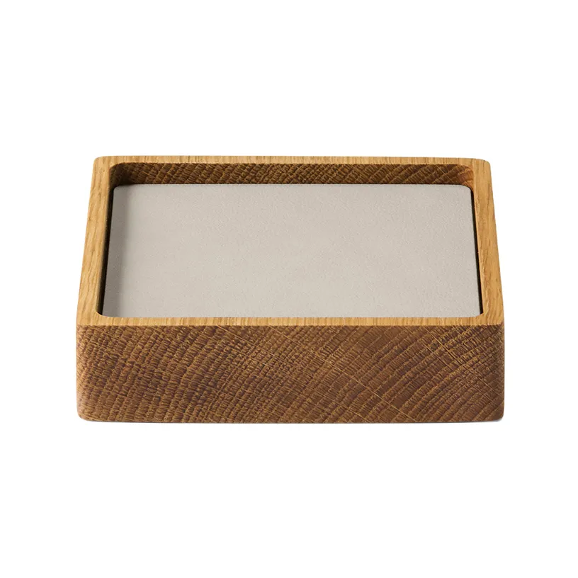 Wood Box sottobicchieri set, Nature-oak, quadrato, S, Nupo oyster white, 9 pezzi LIND DNA