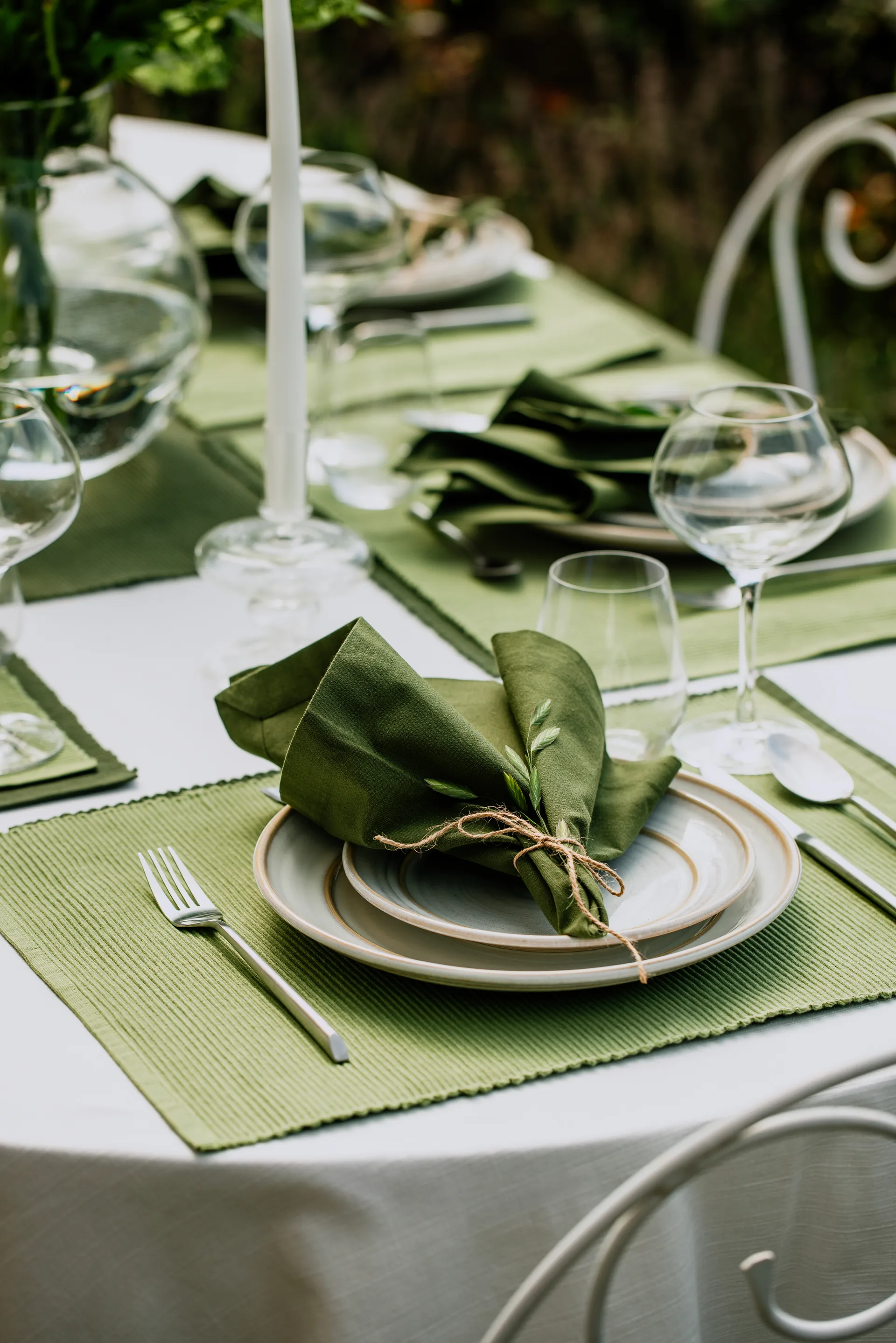 Tovaglioli Robert confezione da 4, Verde oliva scuro Linum