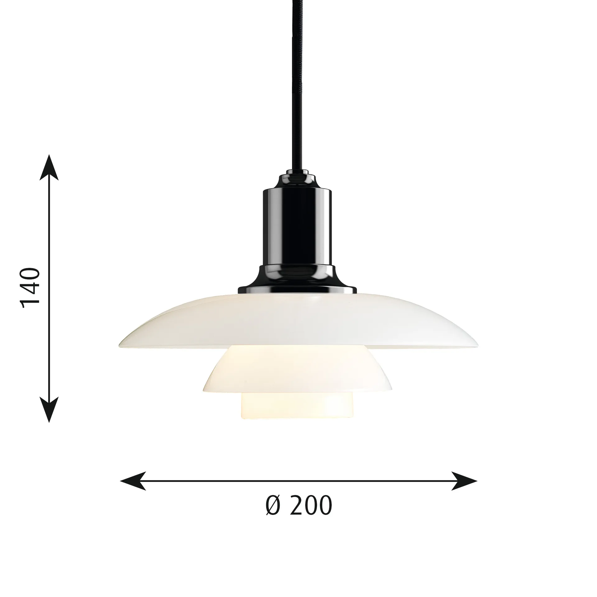 Lampada a sospensione PH 2/1, Ottone metallizzato Louis Poulsen
