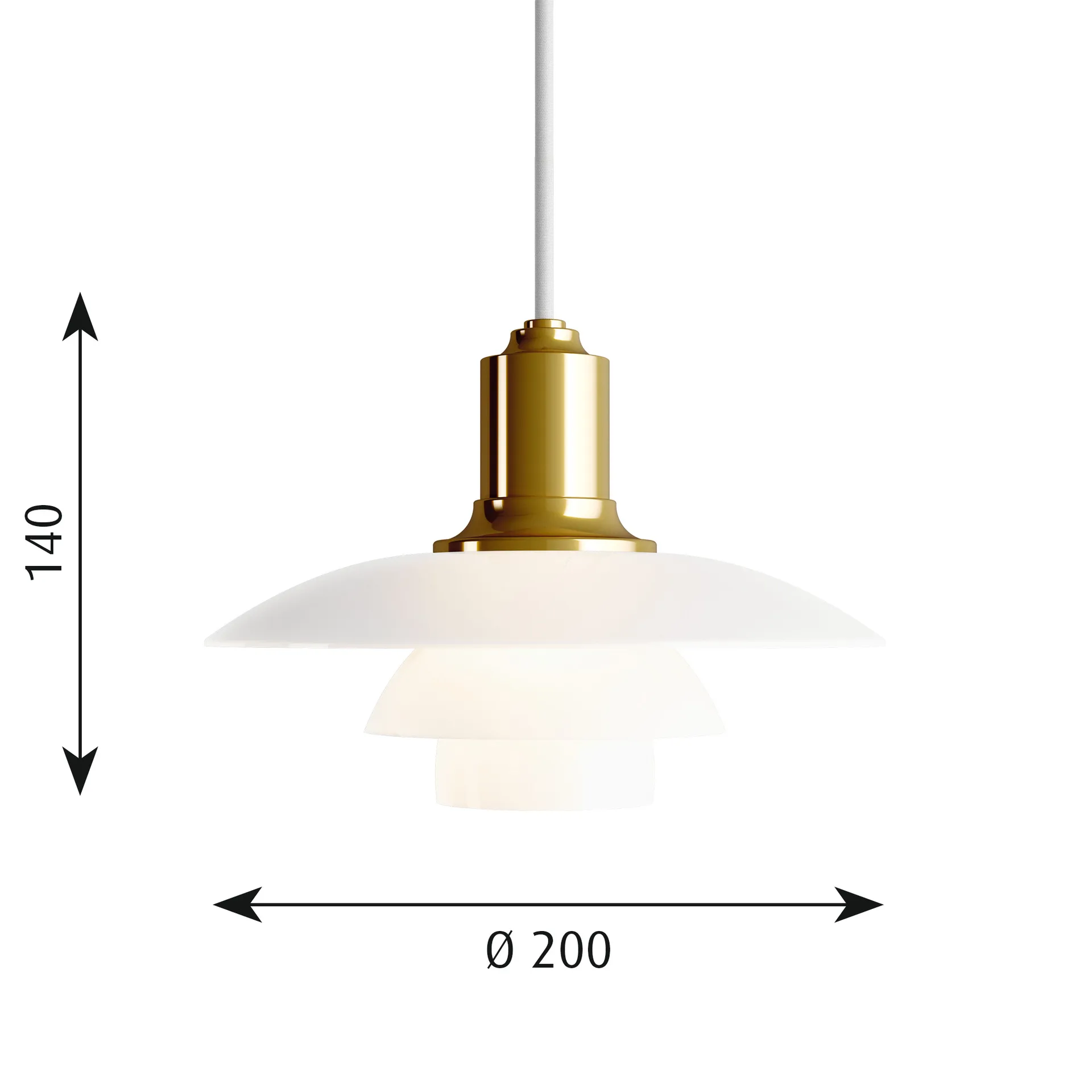 Lampada a sospensione PH 2/1, Ottone metallizzato Louis Poulsen