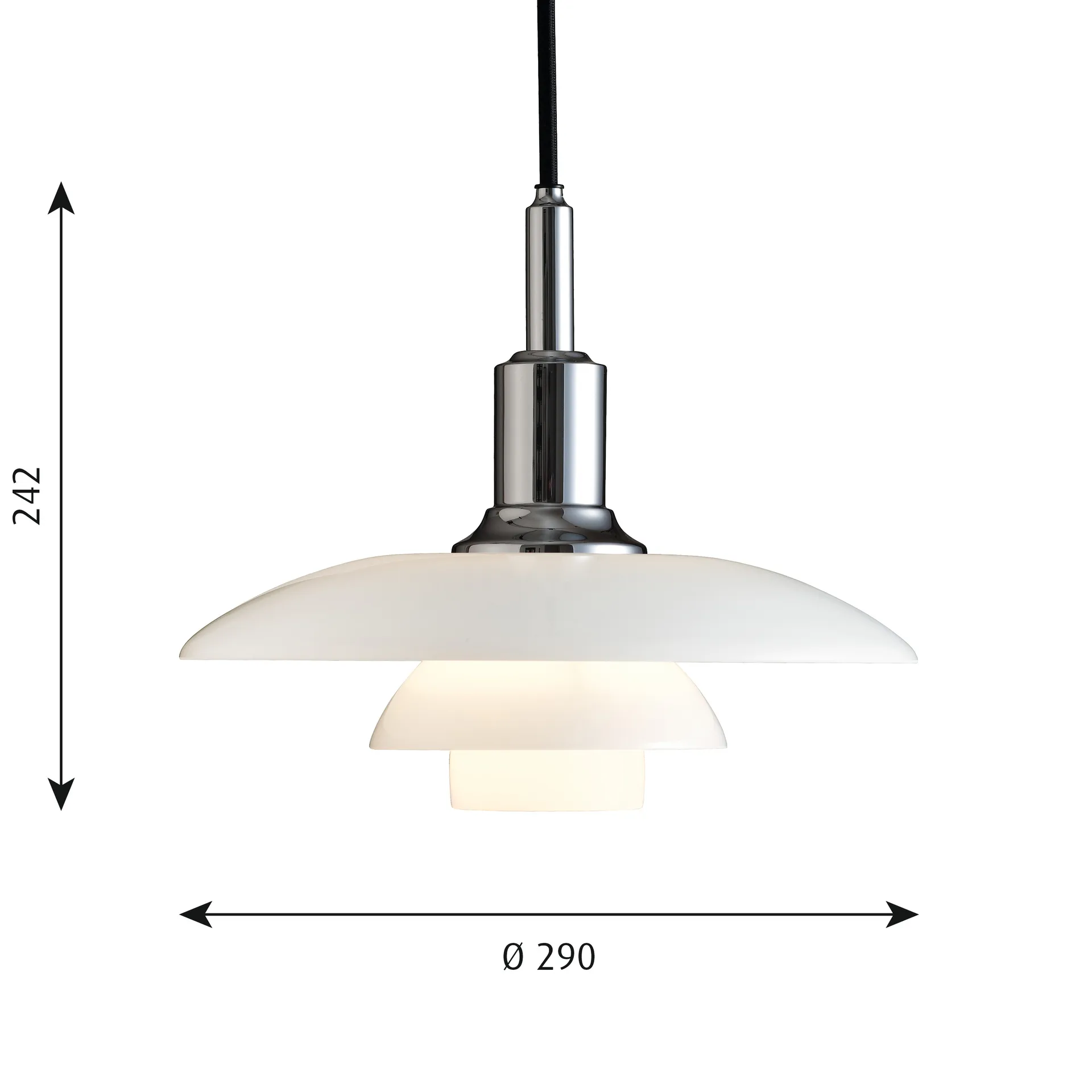 Lampada a sospensione PH 3/2, Cromo Louis Poulsen