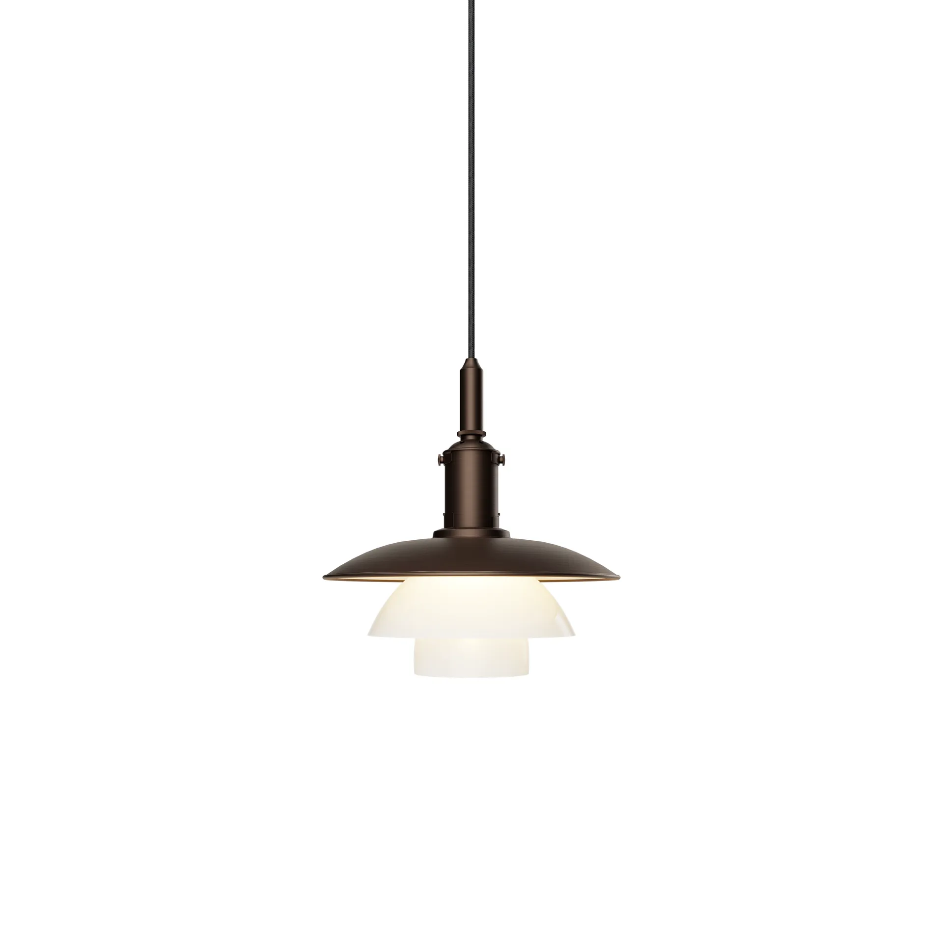 Lampada a sospensione PH 3/3 Luna, Aged brass-vetro opale Louis Poulsen
