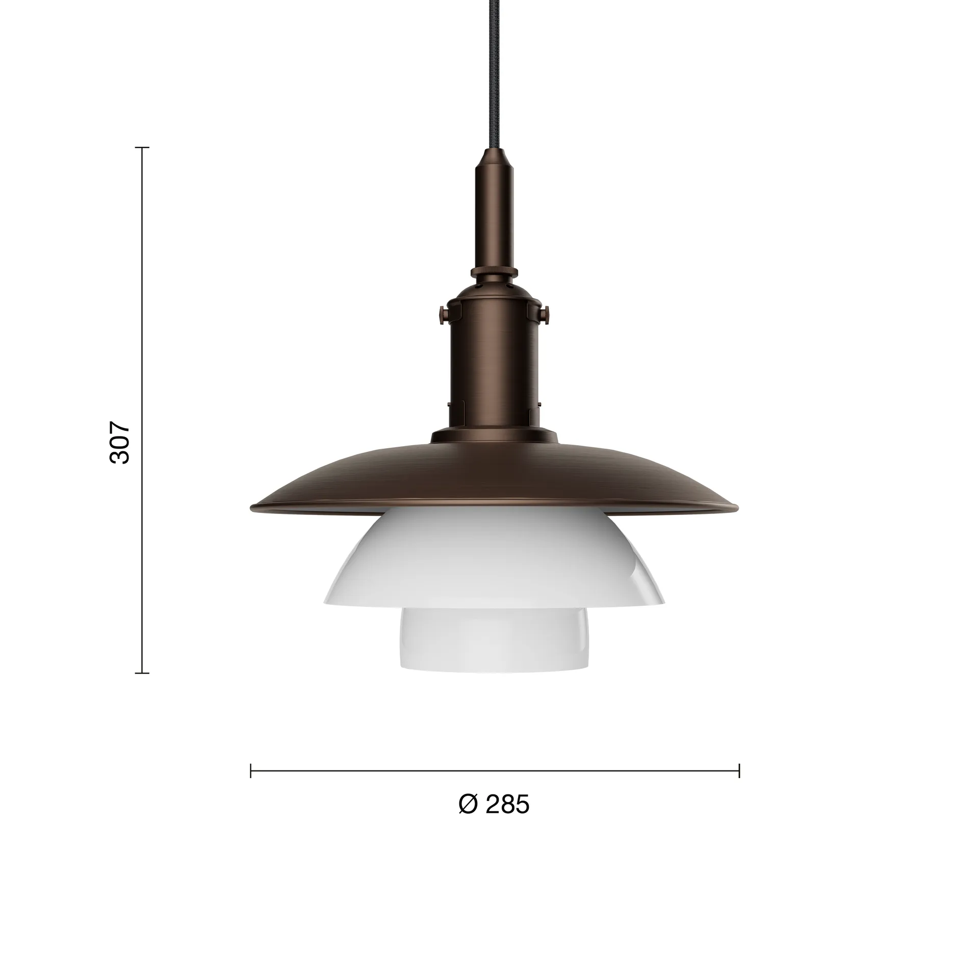 Lampada a sospensione PH 3/3 Luna, Aged brass-vetro opale Louis Poulsen
