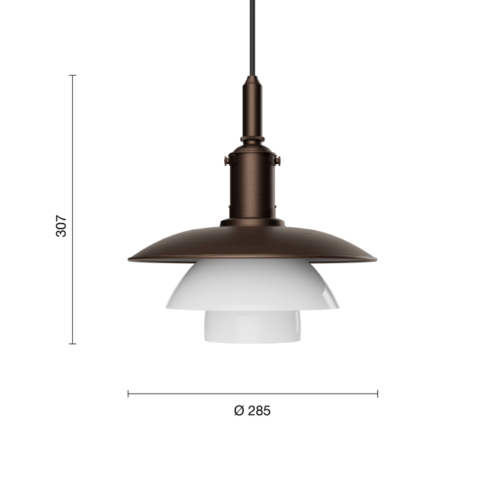 Lampada a sospensione PH 3/3 Luna, Aged brass-vetro opale Louis Poulsen