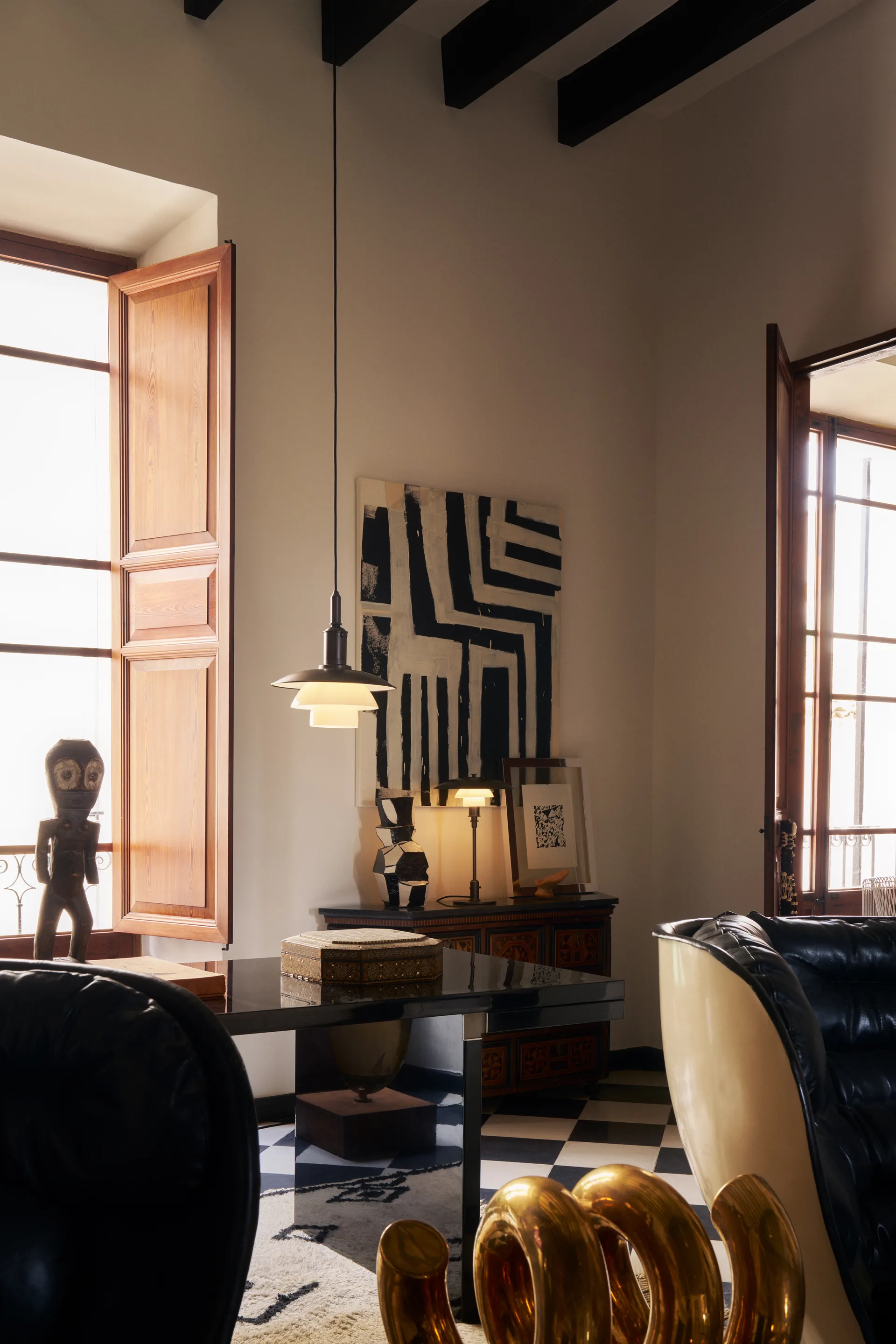 Lampada a sospensione PH 3/3 Luna, Aged brass-vetro opale Louis Poulsen