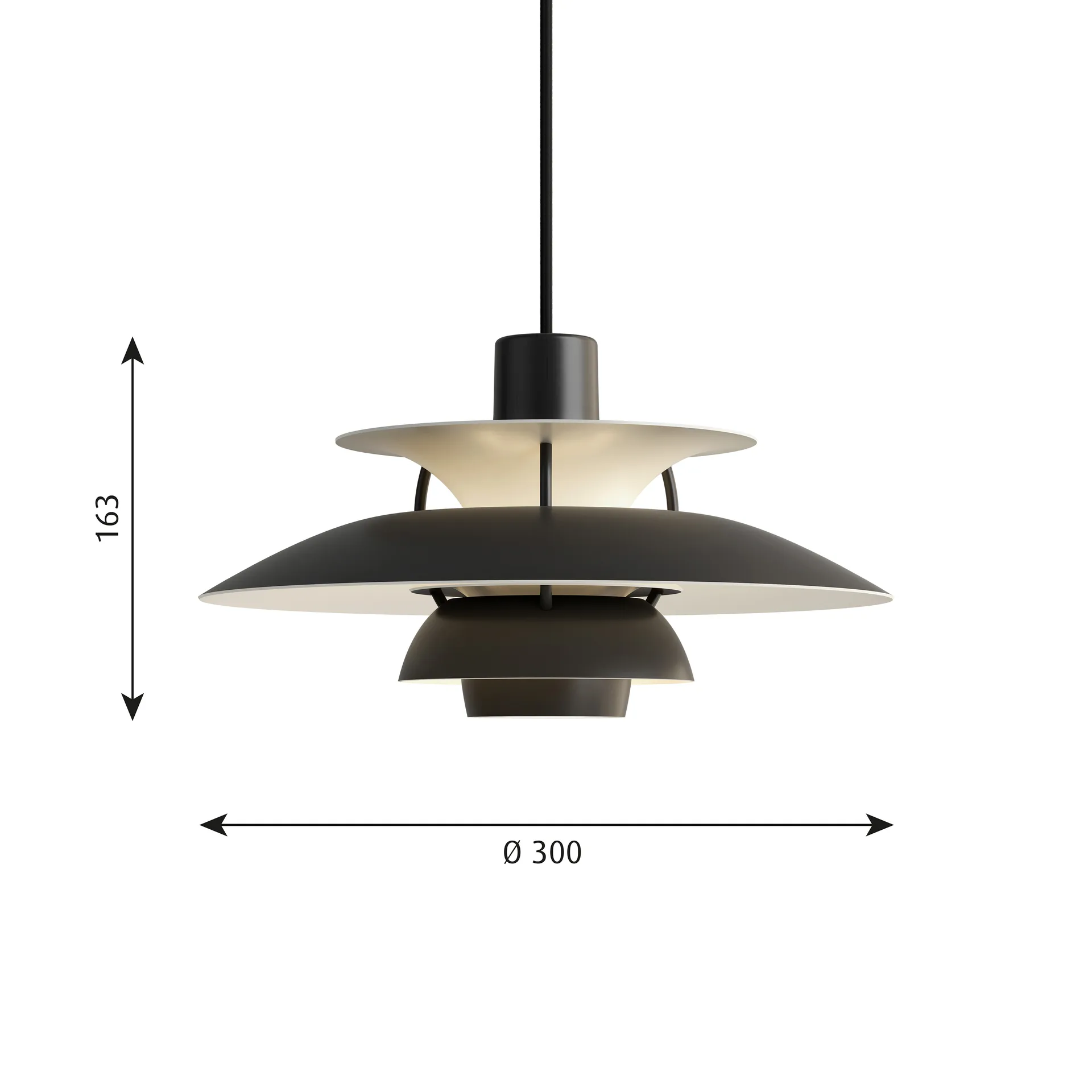 Lampada a sospensione PH 5 , Ø300, Nero Louis Poulsen