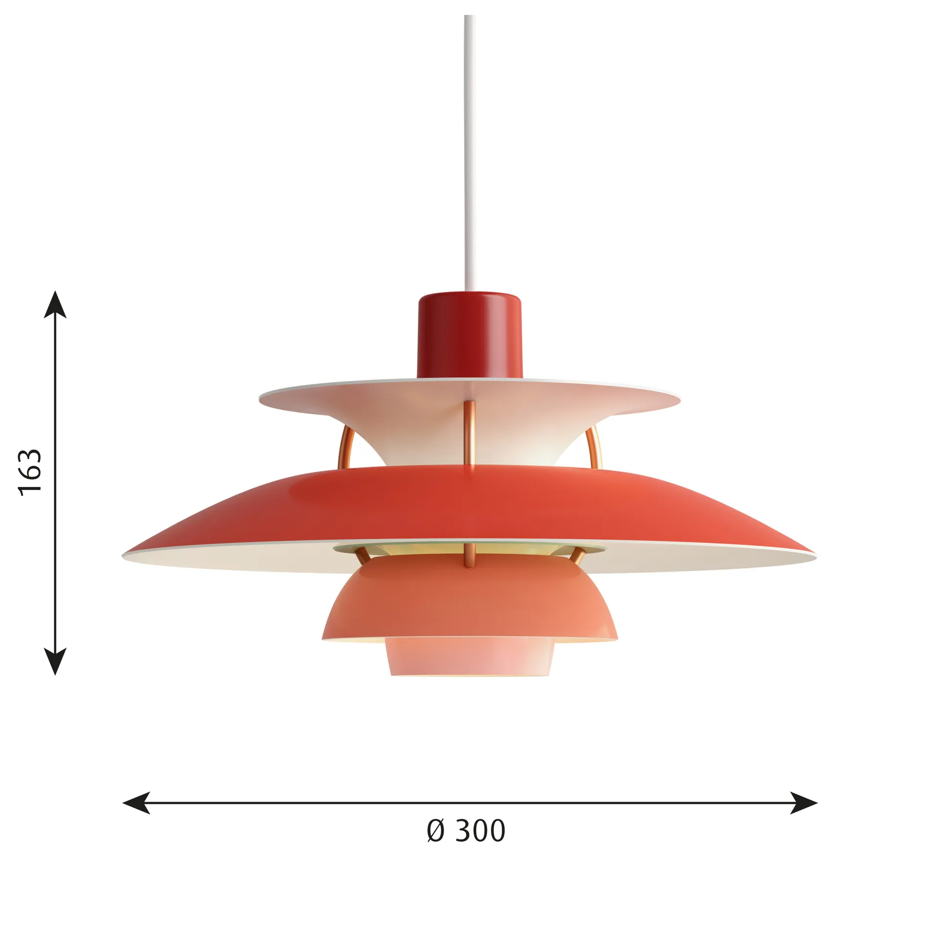 Lampada a sospensione PH 5 , Ø300, Rosso Louis Poulsen