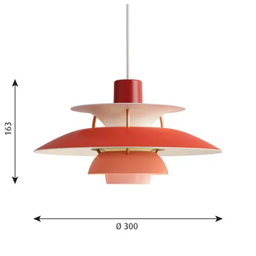 Lampada a sospensione PH 5  - Ø300, Rosso - Louis Poulsen