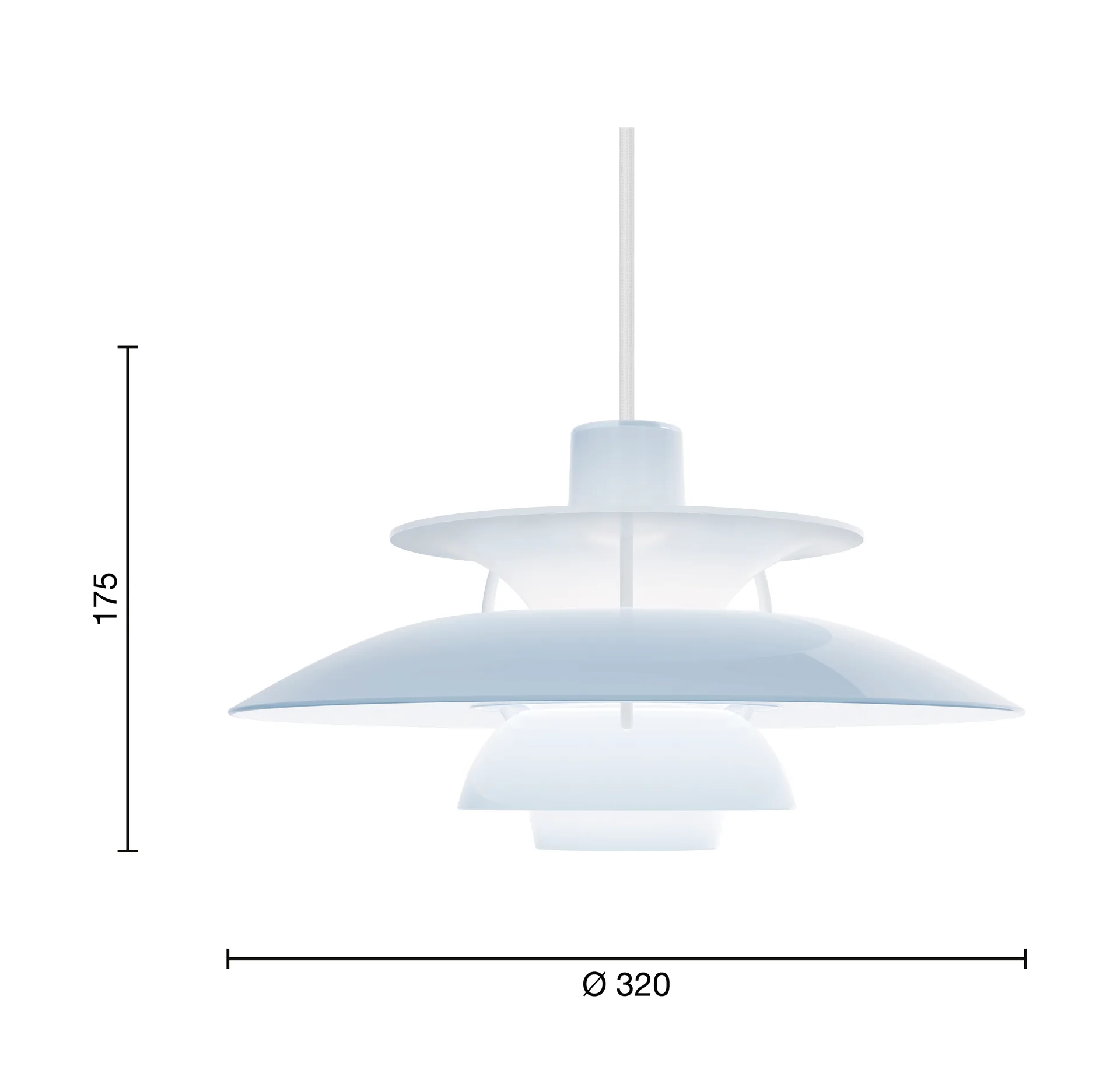 Lampada a sospensione PH 5 , Ø320, Opal pale blue Louis Poulsen