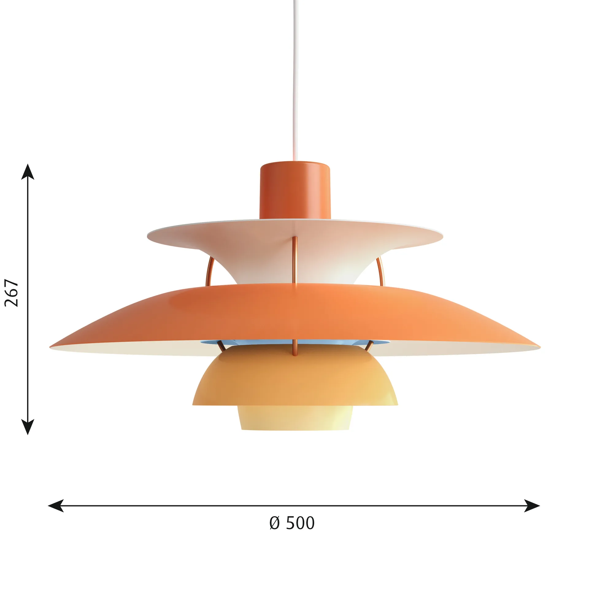 Lampada a sospensione PH 5 , Ø500, Arancione Louis Poulsen