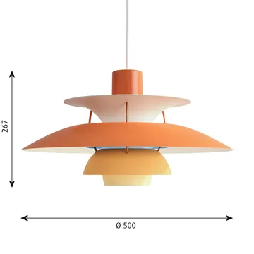 Lampada a sospensione PH 5  - Ø500, Arancione - Louis Poulsen