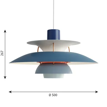 Lampada a sospensione PH 5  - Ø500, Blu - Louis Poulsen