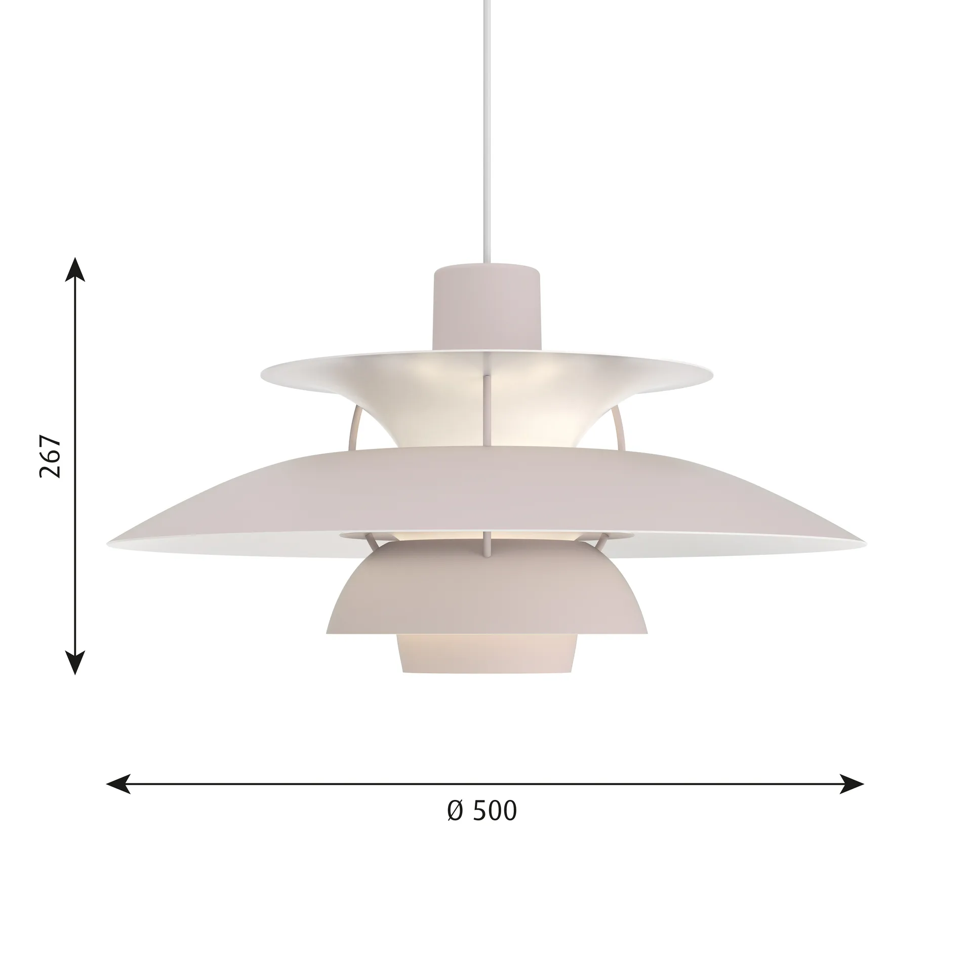 Lampada a sospensione PH 5 , Ø500, Grigio ostrica Louis Poulsen