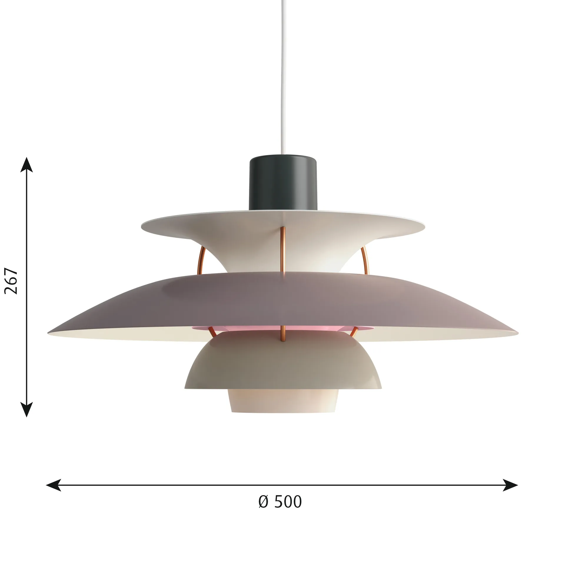 Lampada a sospensione PH 5 , Ø500, Grigio Louis Poulsen