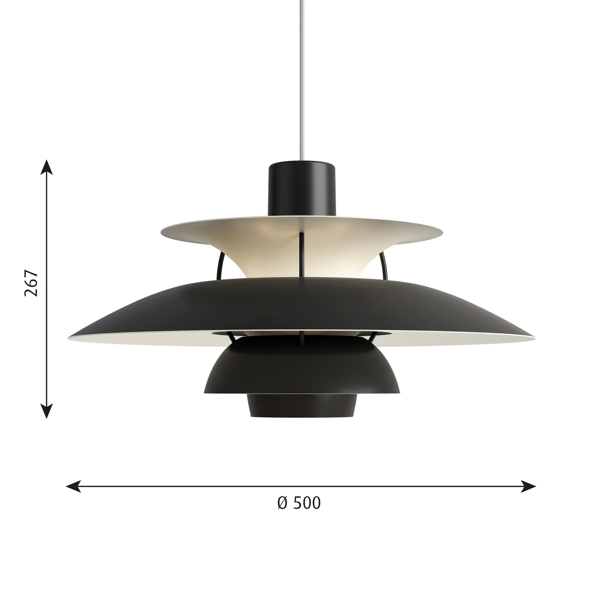 Lampada a sospensione PH 5 , Ø500, Nero Louis Poulsen