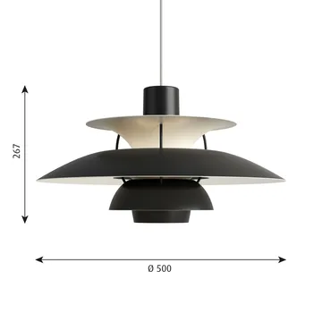 Lampada a sospensione PH 5  - Ø500, Nero - Louis Poulsen