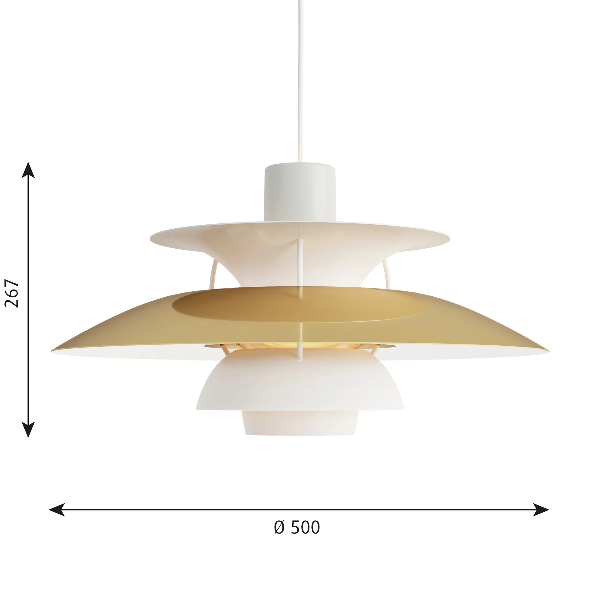 Lampada a sospensione PH 5 , Ø500, Ottone Louis Poulsen