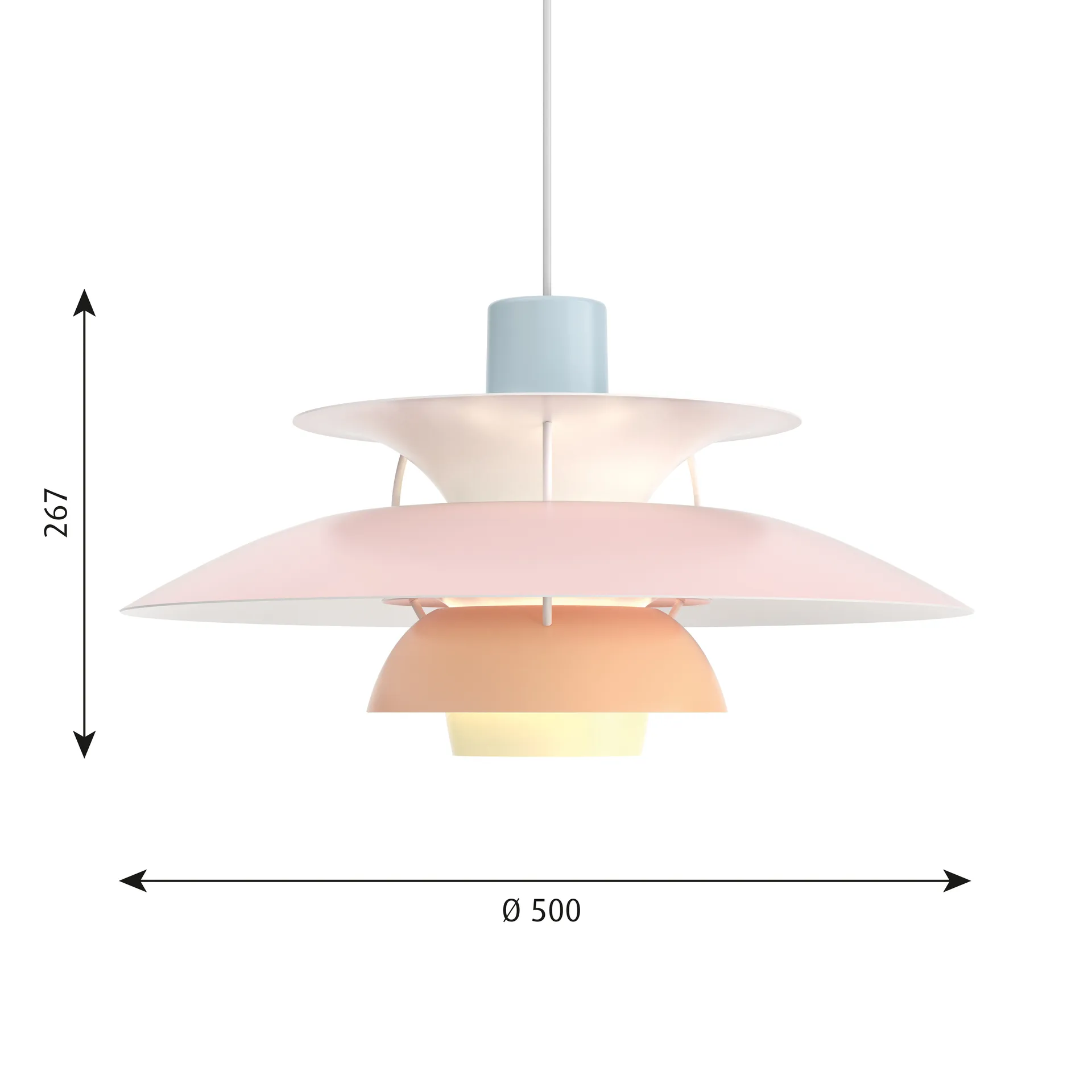 Lampada a sospensione PH 5 , Ø500, Pastel-blu-rosa-peach Louis Poulsen