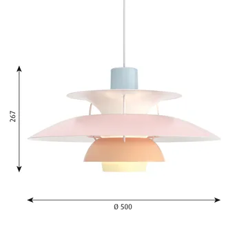 Lampada a sospensione PH 5  - Ø500, Pastel-blu-rosa-peach - Louis Poulsen