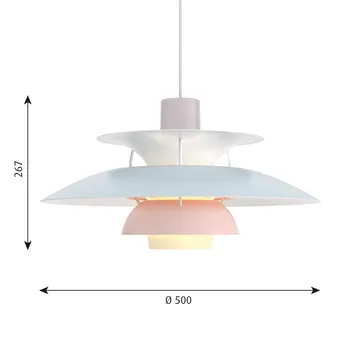Lampada a sospensione PH 5  - Ø500, Pastel-grigio ostrica-blu-rosa - Louis Poulsen