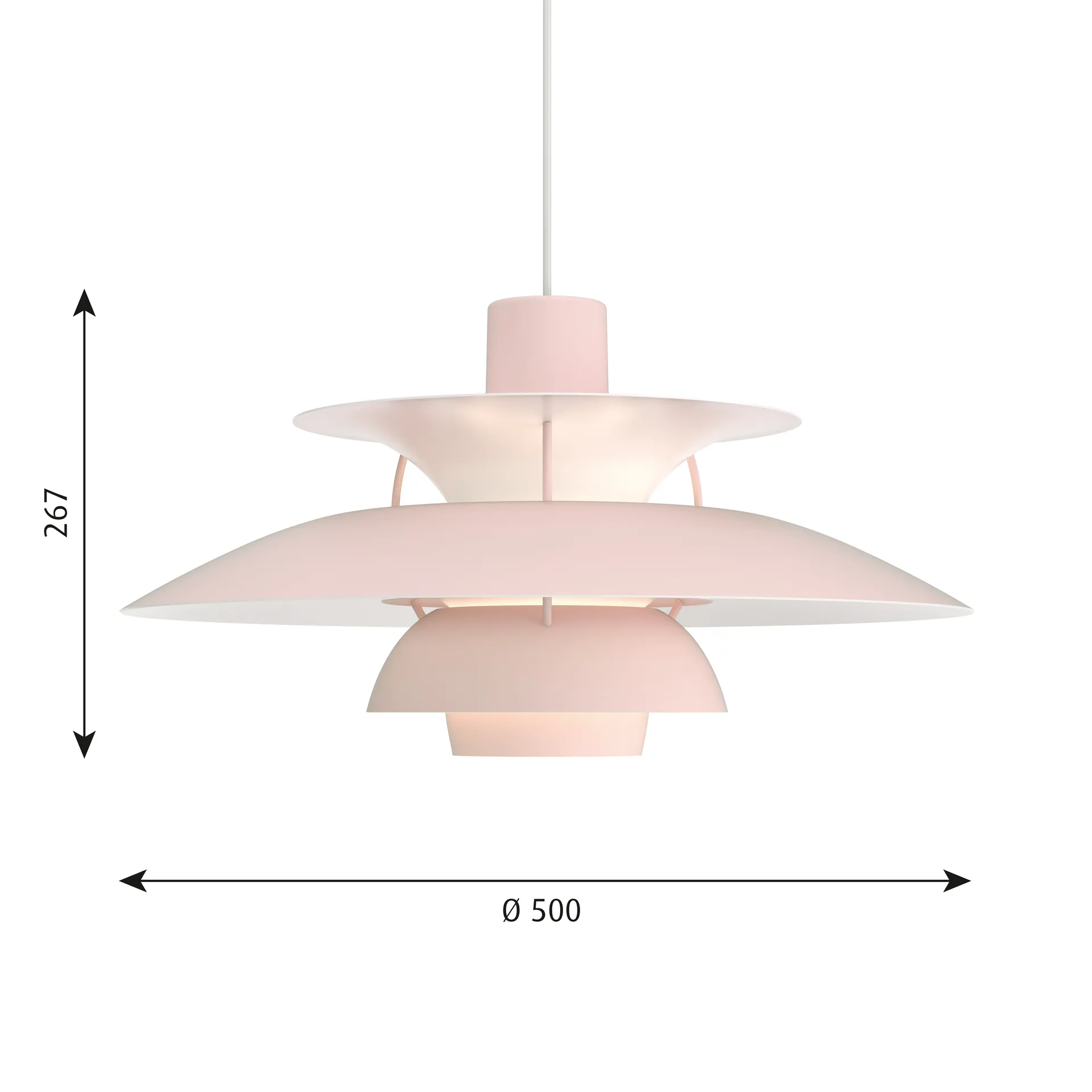 Lampada a sospensione PH 5 , Ø500, Rosa chiaro Louis Poulsen