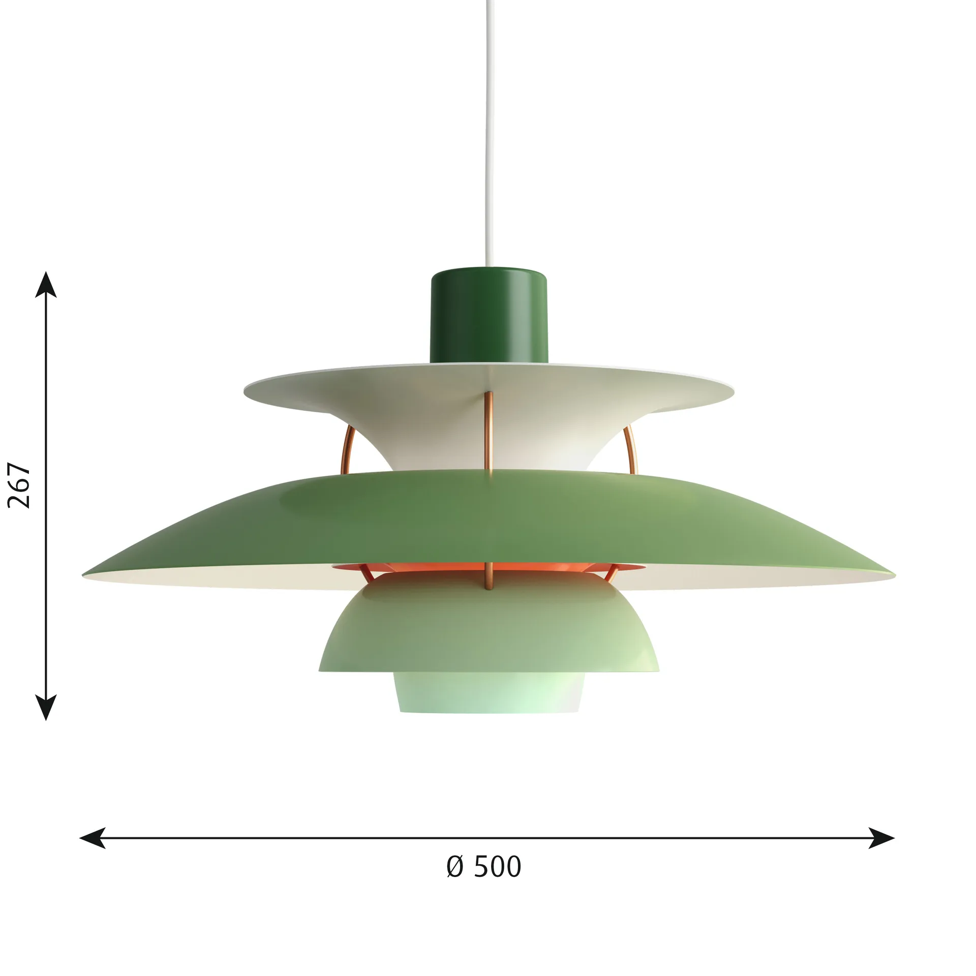 Lampada a sospensione PH 5 , Ø500, Verde Louis Poulsen