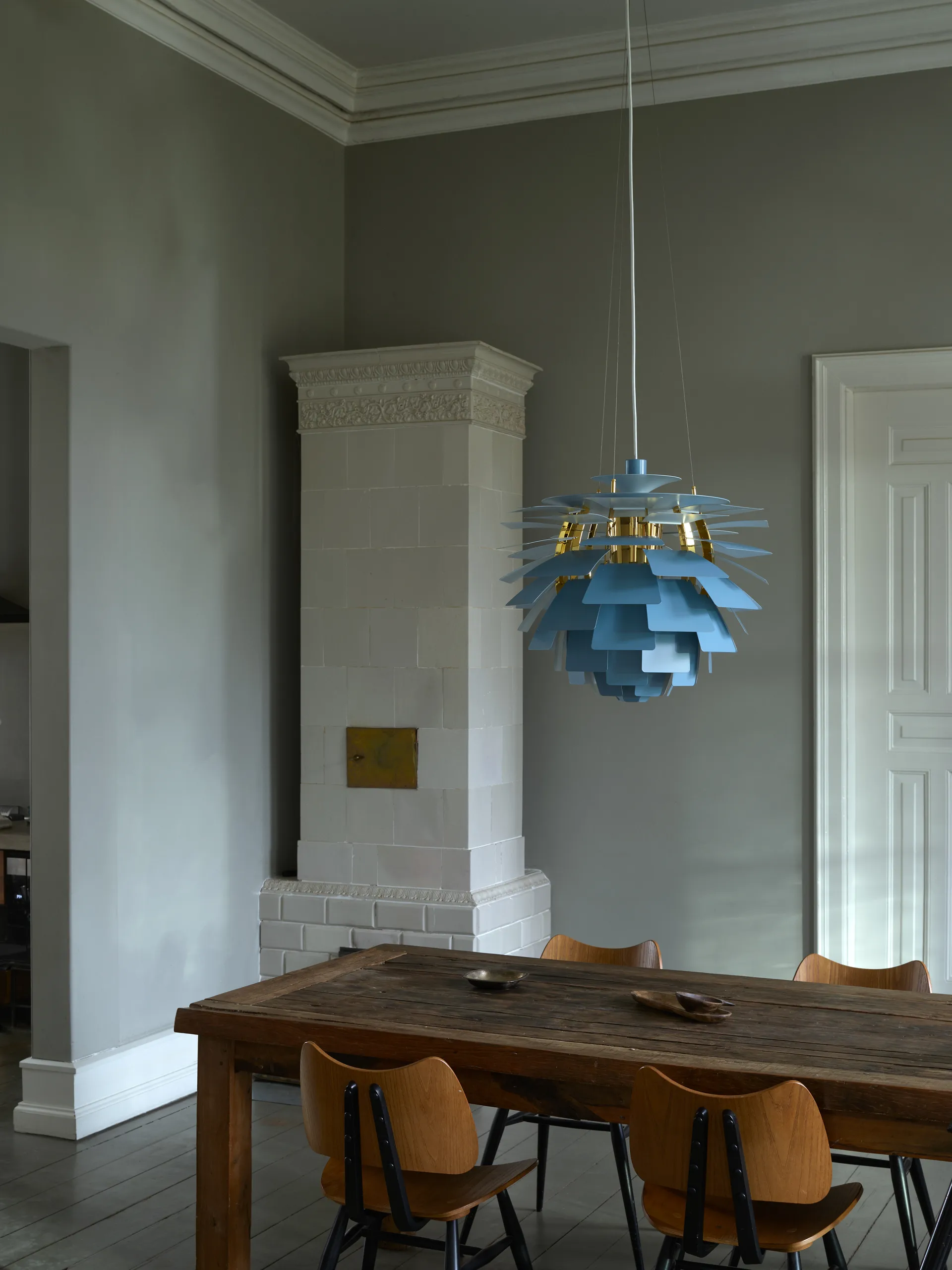 Lampada a sospensione PH Artichoke Ø 48 cm, Dusty blue-brass metallised Louis Poulsen