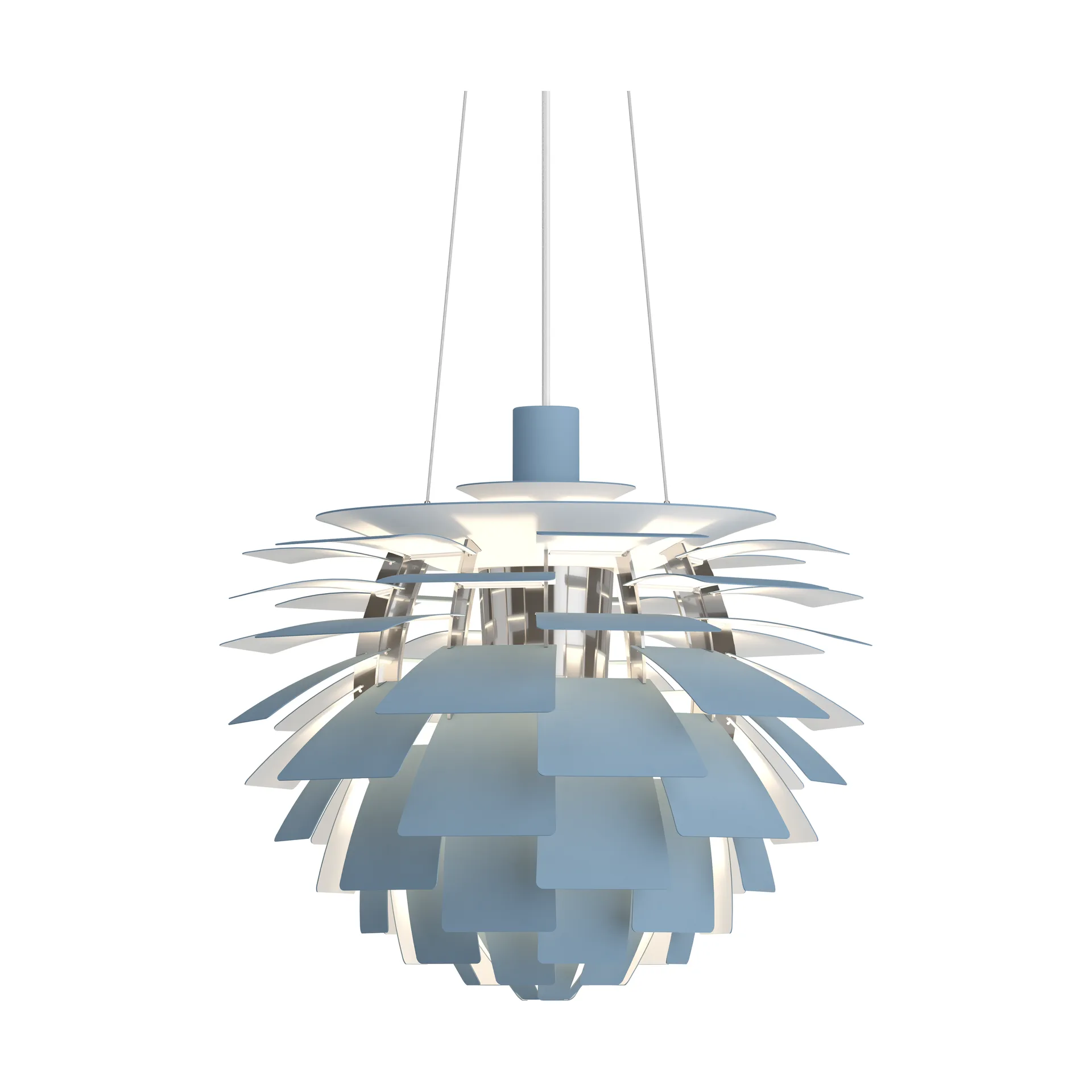 Lampada a sospensione PH Artichoke Ø 48 cm, Dusty blue-high lustre chrome plated Louis Poulsen