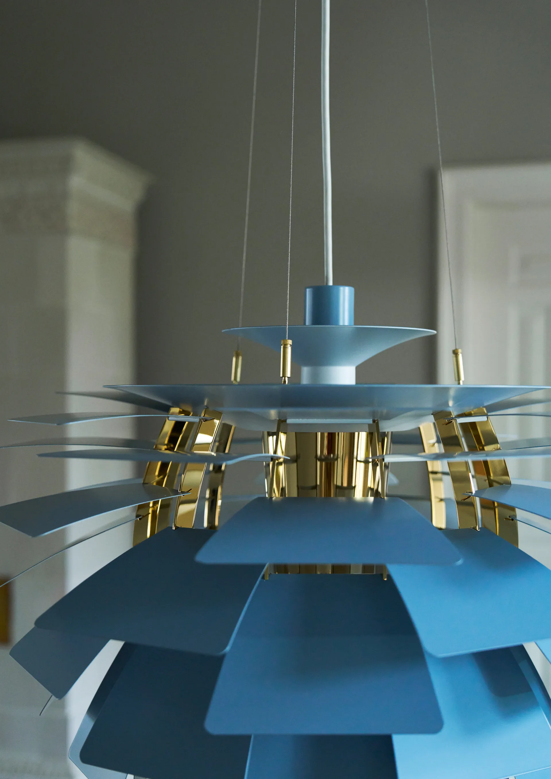 Lampada a sospensione PH Artichoke Ø 60 cm, Dusty blue-brass metallised Louis Poulsen