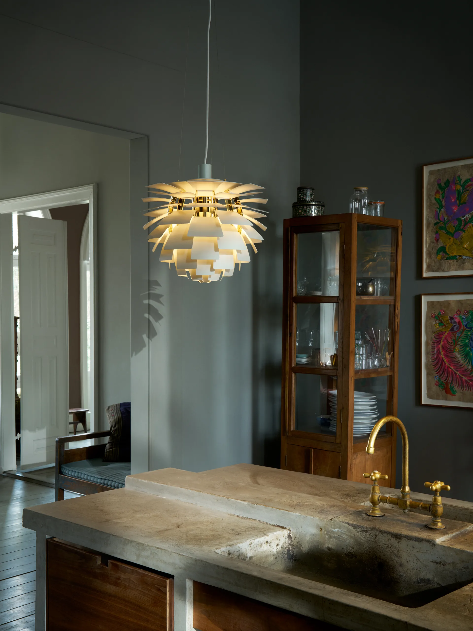 Lampada a sospensione PH Artichoke Ø 60 cm, Dusty green-brass metallised Louis Poulsen