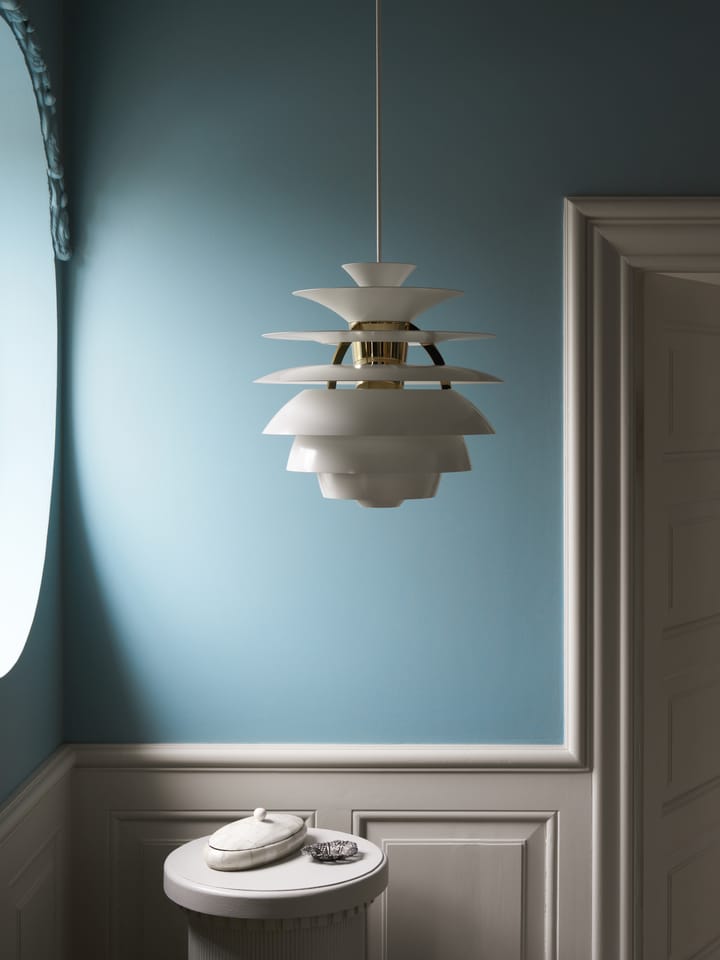 Lampada a sospensione PH Snowball, Dusty blue-brass Louis Poulsen