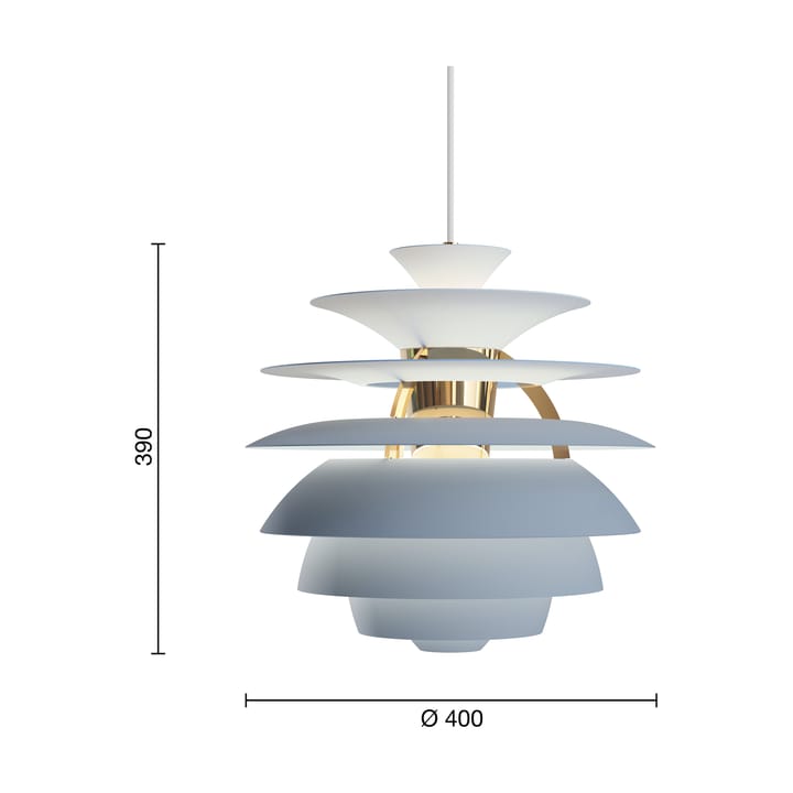 Lampada a sospensione PH Snowball, Dusty blue-brass Louis Poulsen