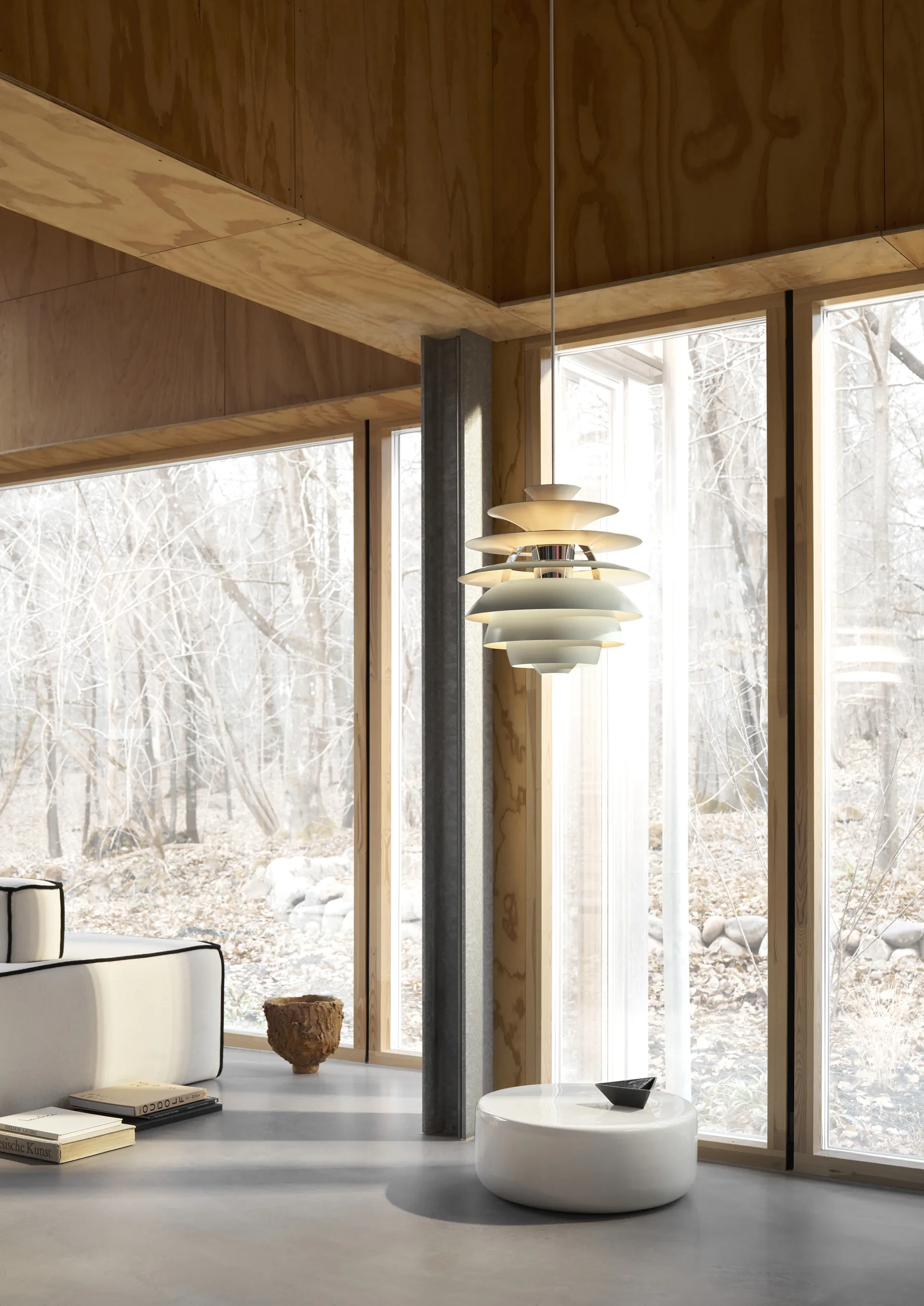 Lampada a sospensione PH Snowball, Dusty blue-chrome Louis Poulsen