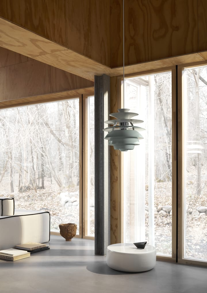 Lampada a sospensione PH Snowball, Dusty blue-chrome Louis Poulsen