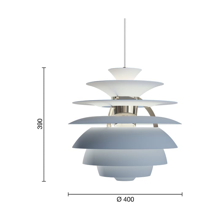 Lampada a sospensione PH Snowball, Dusty blue-chrome Louis Poulsen