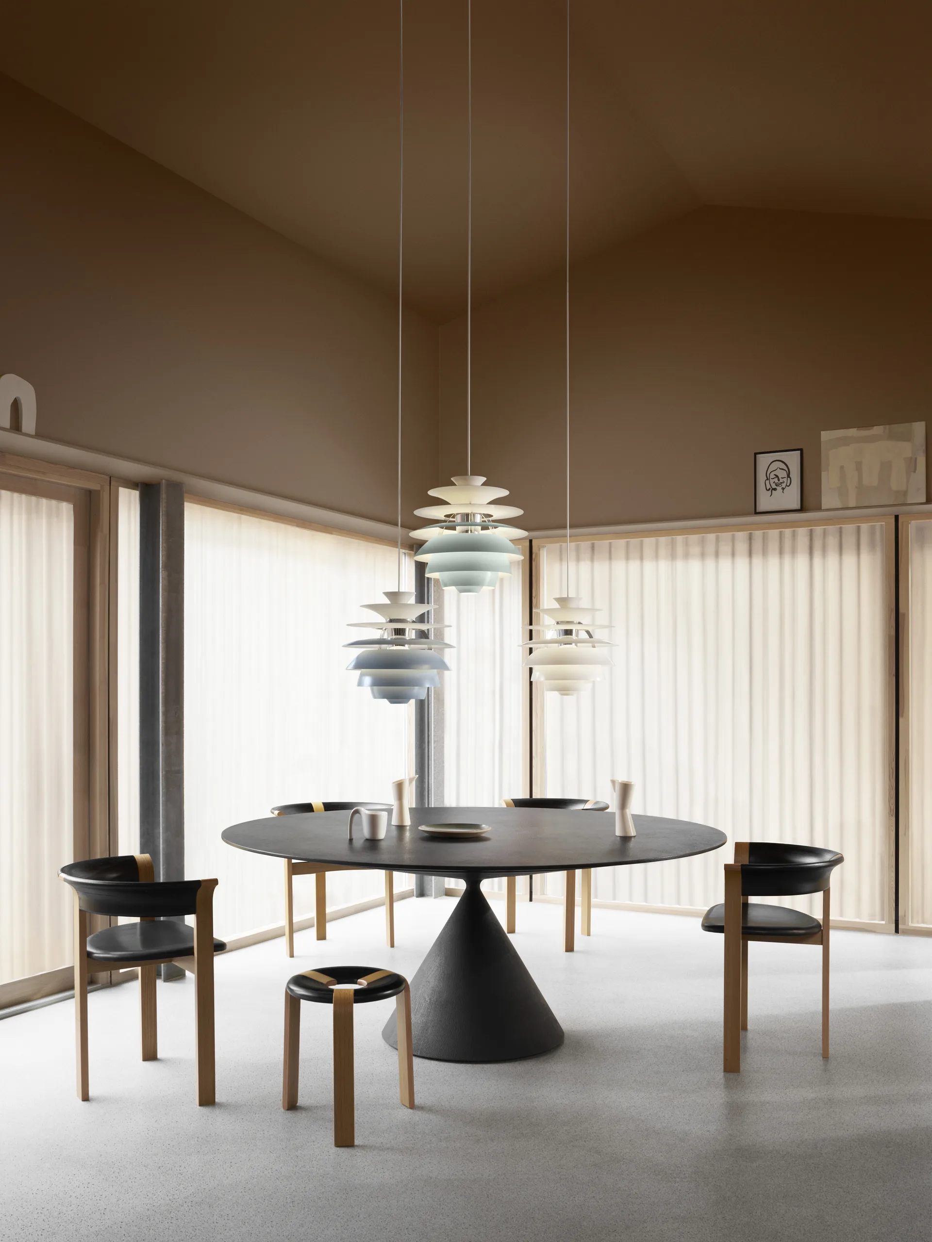 Lampada a sospensione PH Snowball, Dusty green-chrome Louis Poulsen