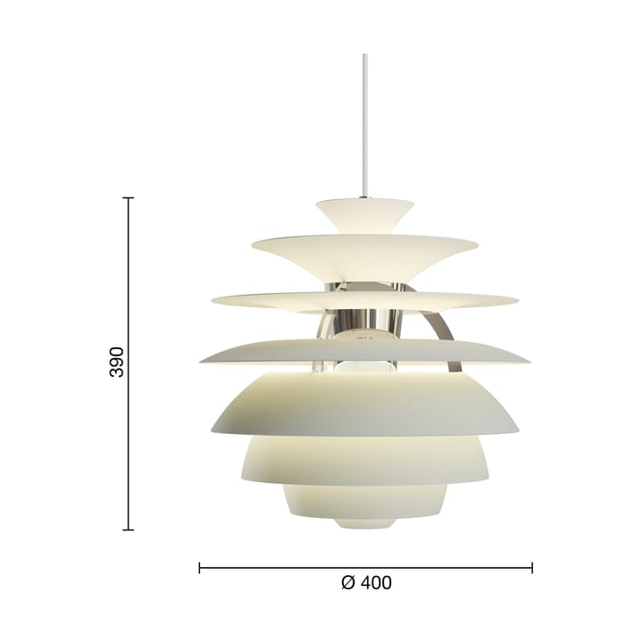 Lampada a sospensione PH Snowball, Dusty green-chrome Louis Poulsen