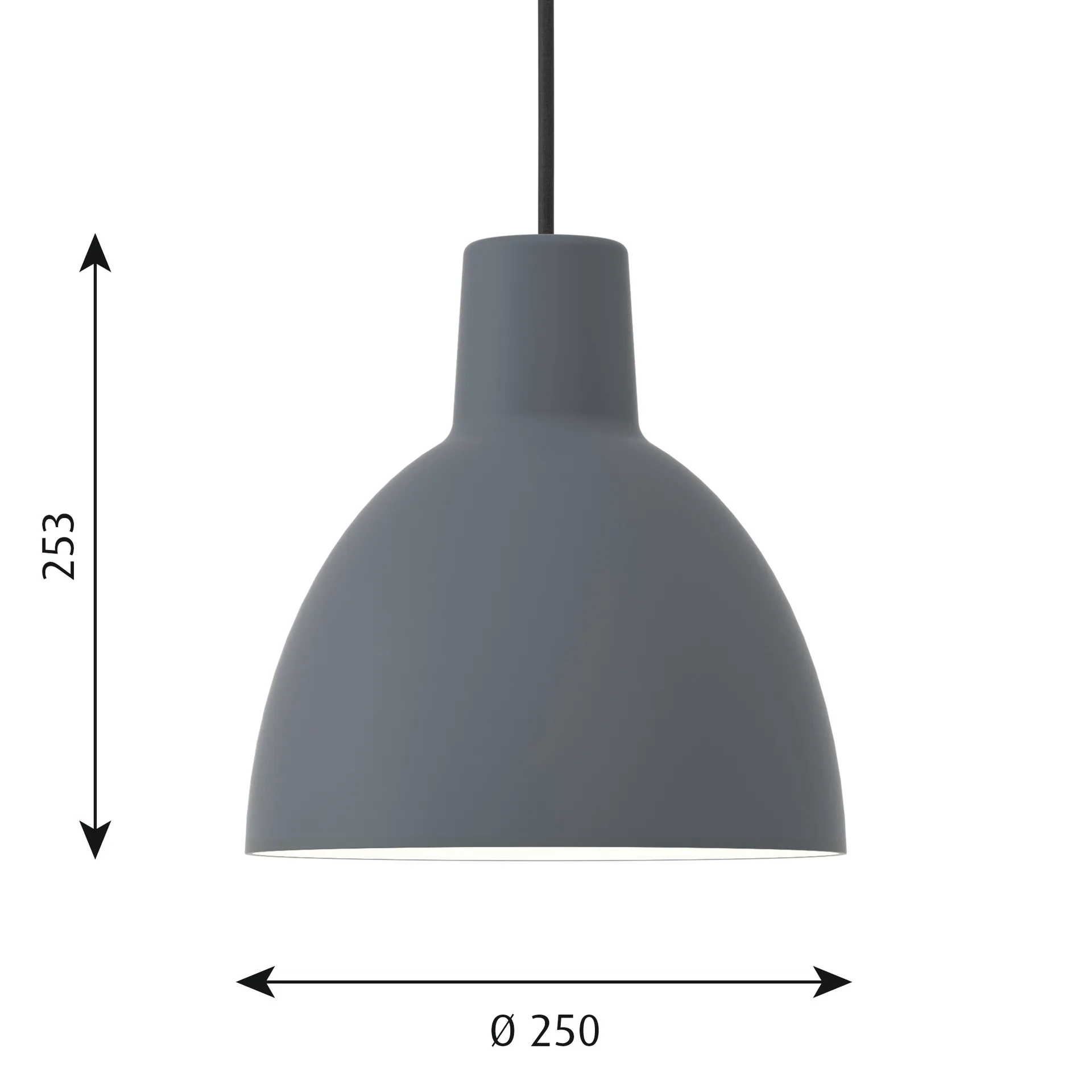Lampada a sospensione Toldbod 250, Blu-grigio Louis Poulsen
