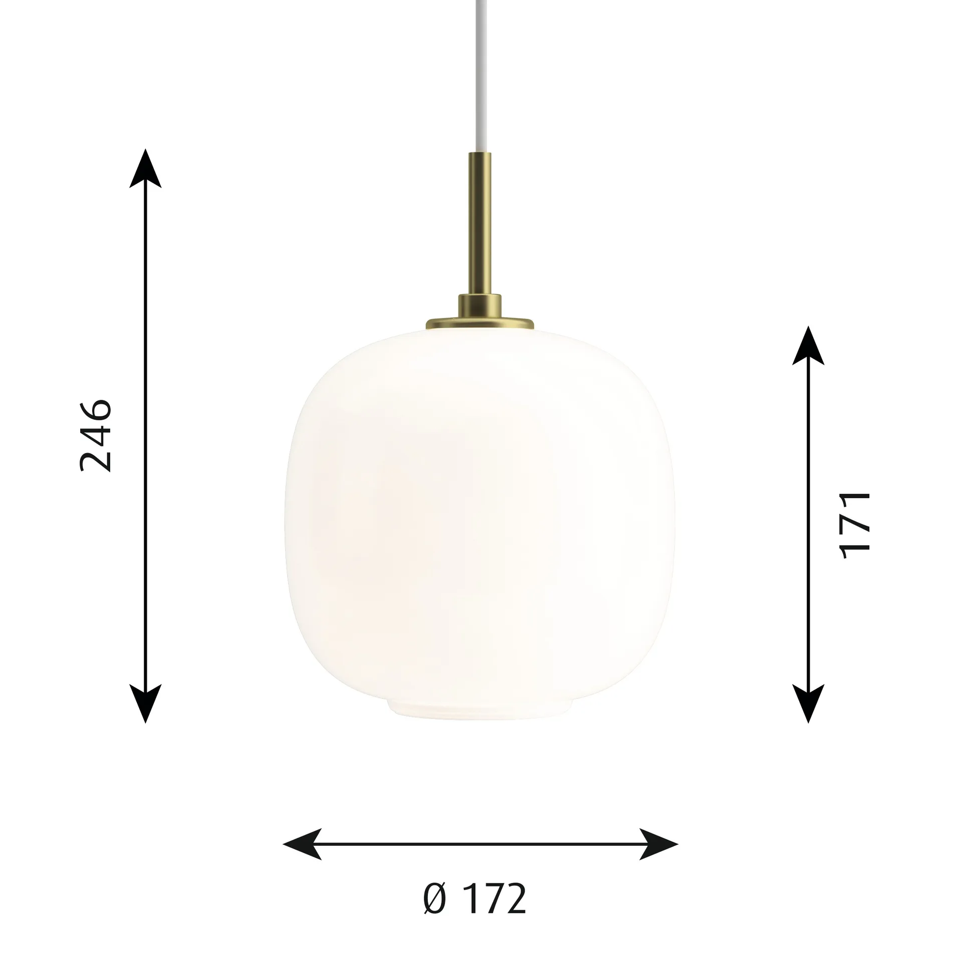 Lampada a sospensione VL45 Radiohus Ø17,5 cm, Brass-white opal glass Louis Poulsen