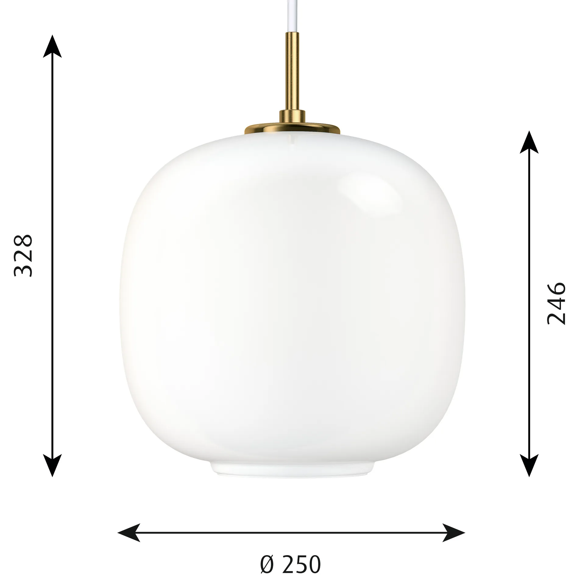Lampada a sospensione VL45 Radiohus Ø25 cm, Brass-white opal glass Louis Poulsen