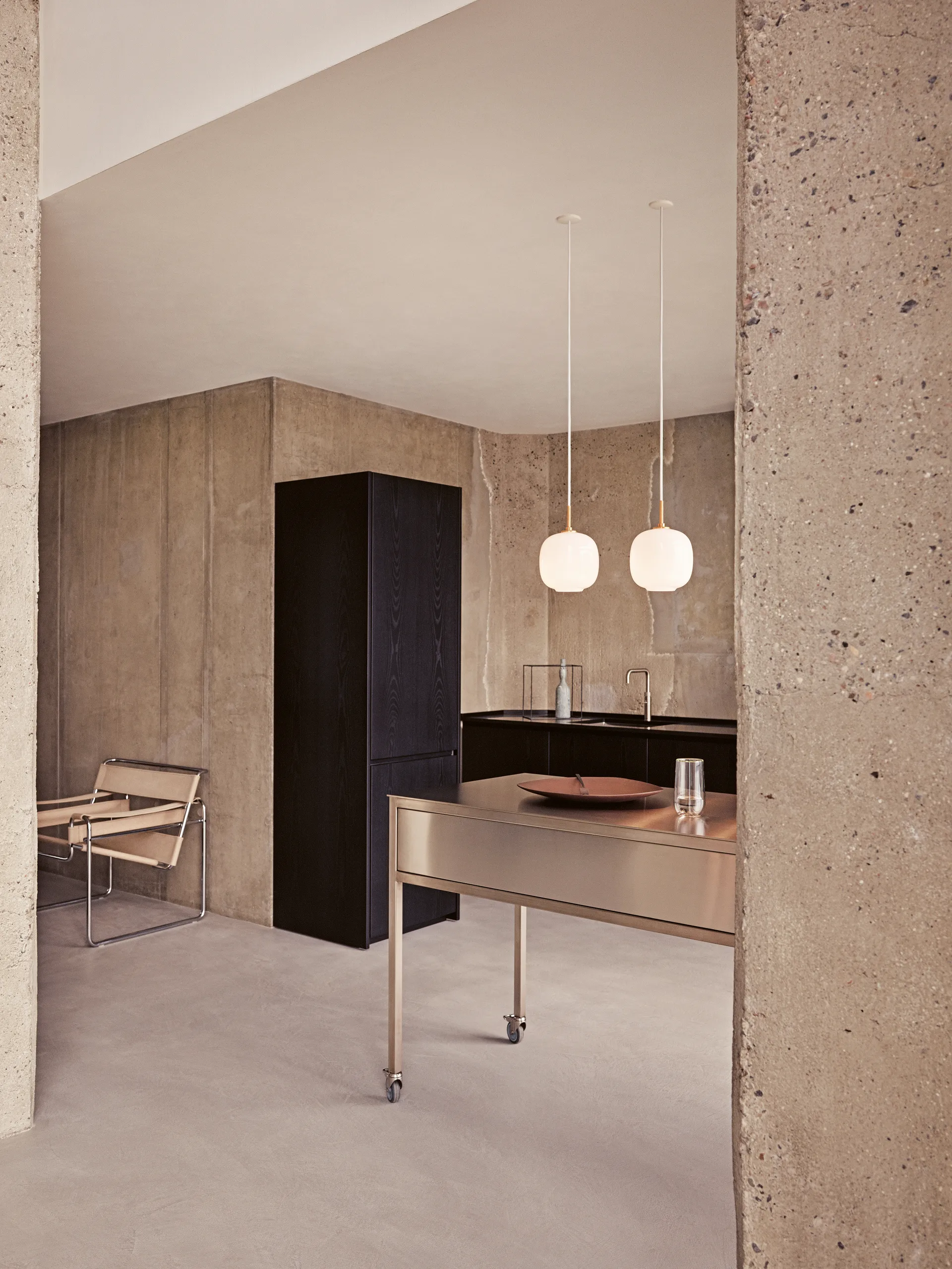 Lampada a sospensione VL45 Radiohus Ø25 cm, Brass-white opal glass Louis Poulsen