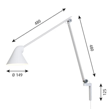 Lampada da parete a braccio lungo NJP - Bianco - Louis Poulsen